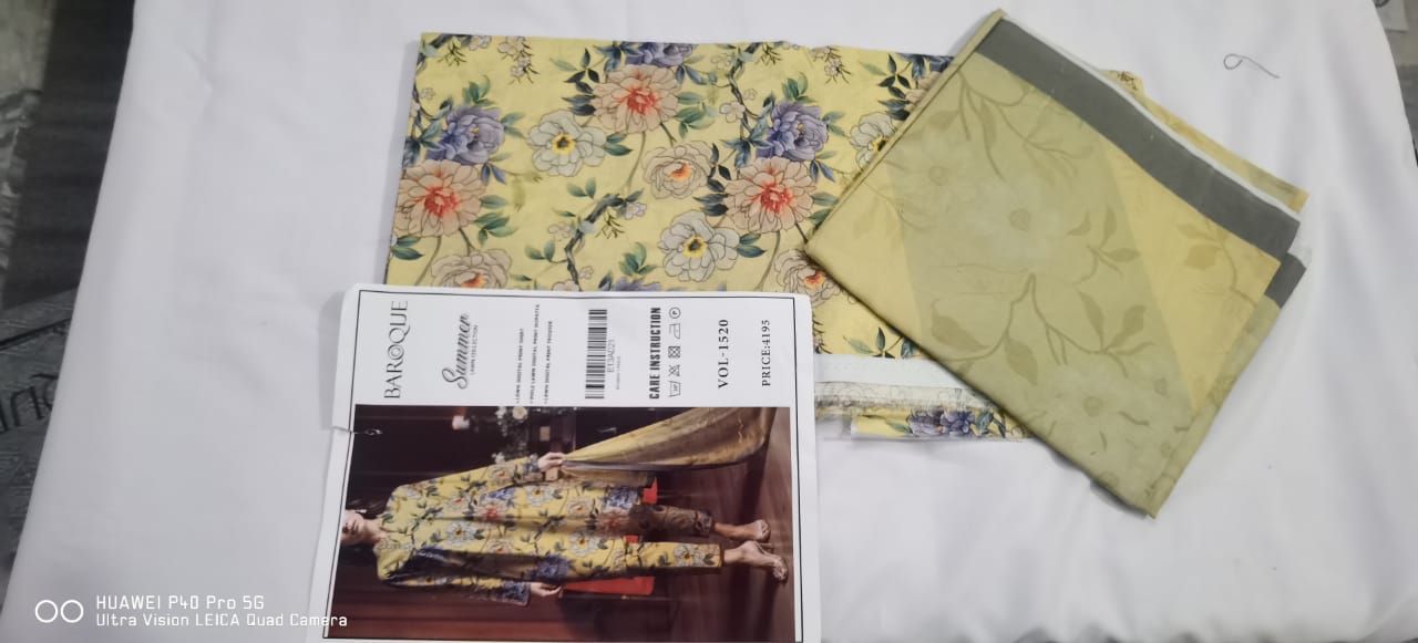 Lara Studio Baroque Summer Lawn Collection Vol-1520 | 3-Piece Lawn Suit – Digital Print Shirt, Voile Dupatta & Lawn Trouser