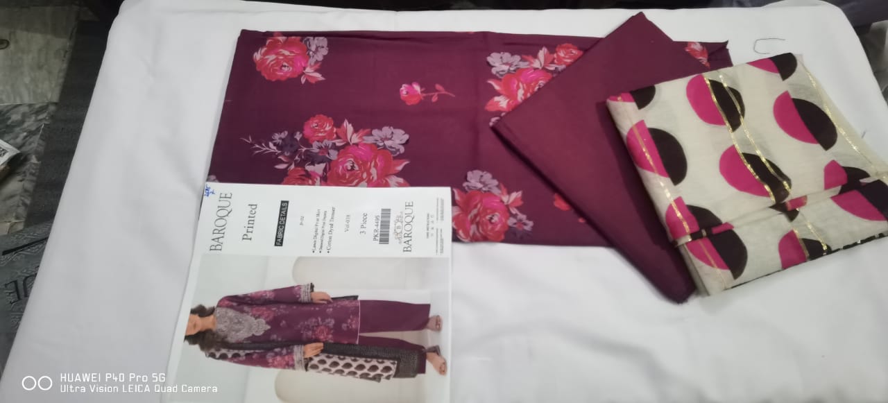 Lara Studio Baroque D-02 | 3-Piece Lawn Suit – Digital Print Shirt, Diamond Dupatta & Cotton Trouser – Vol 038