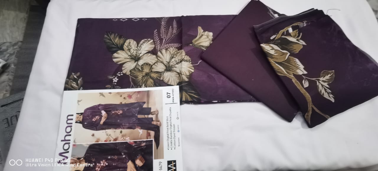 Lara Studio Maham Libas Vol-1479 | 3-Piece Lawn Suit – Bold Digital Print Shirt, Crinkle Bamber Dupatta & Cotton Trouser