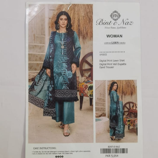 Bint E Naz Unstitched Lawn 3-Piece Suit | Digital Print Shirt, Voil Dupatta & Dyed Trouser – Better Look, Better Woman Collection